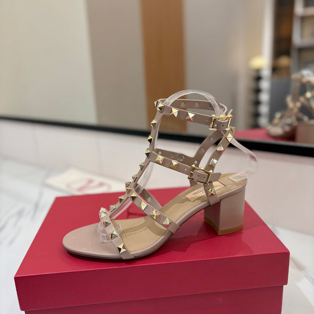 VALENTINO 26S STUDDED HIGH HEEL SANDALS 65 MM IN NUDE CALFSKIN