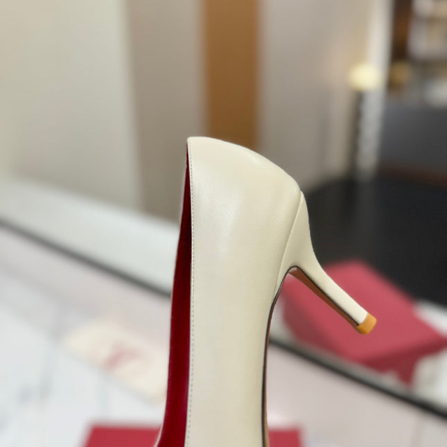 VALENTINO 26S HIGH HEELS 75 MM IN CREAM WHITE SMOOTH CALFSKIN WITH GOLD HARDWARE