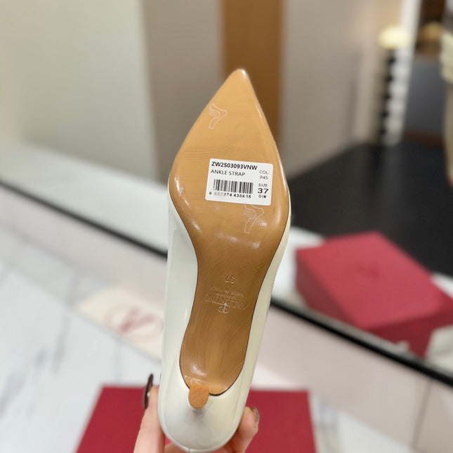VALENTINO 26S HIGH HEELS 75 MM IN CREAM WHITE SMOOTH CALFSKIN