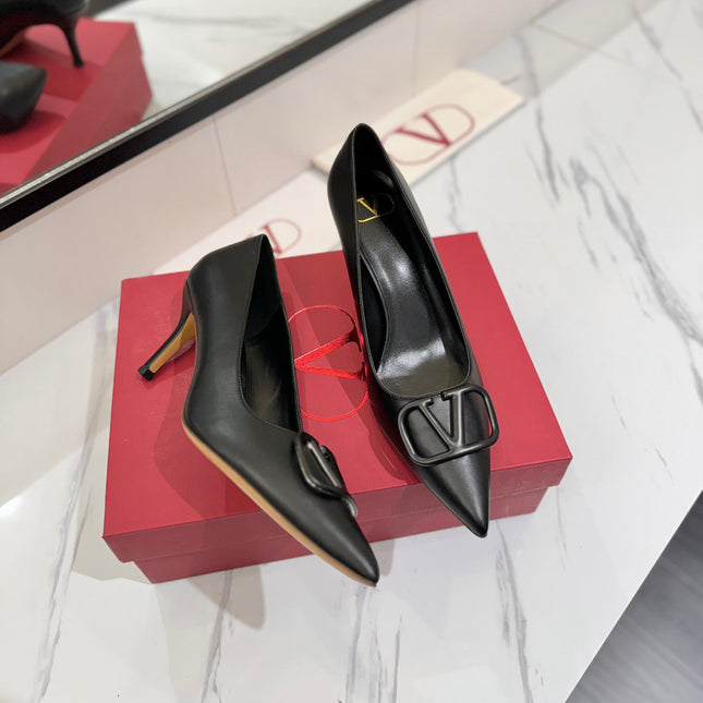 VALENTINO 26S HIGH HEELS 75 MM IN BLACK SMOOTH CALFSKIN