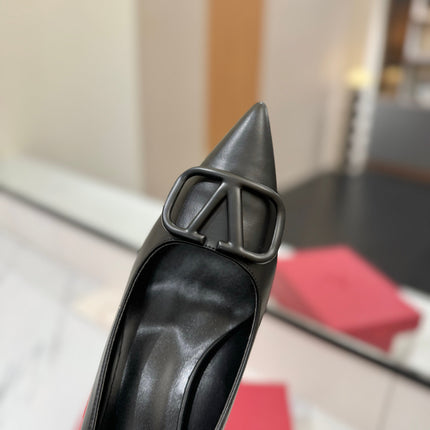 VALENTINO 26S HIGH HEELS 75 MM IN BLACK SMOOTH CALFSKIN