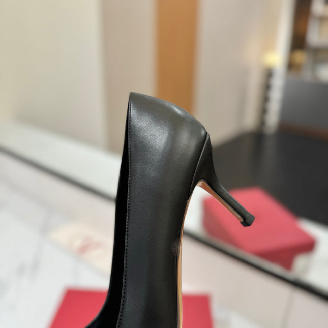 VALENTINO 26S HIGH HEELS 75 MM IN BLACK SMOOTH CALFSKIN