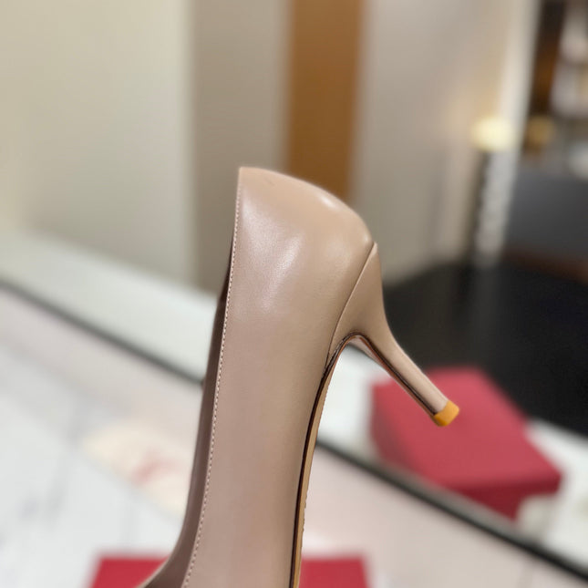 VALENTINO 26S HIGH HEELS 75 MM IN BEIGE SMOOTH CALFSKIN