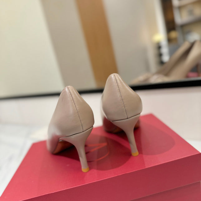 VALENTINO 26S HIGH HEELS 75 MM IN BEIGE SMOOTH CALFSKIN