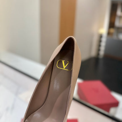 VALENTINO 26S HIGH HEELS 75 MM IN BEIGE SMOOTH CALFSKIN