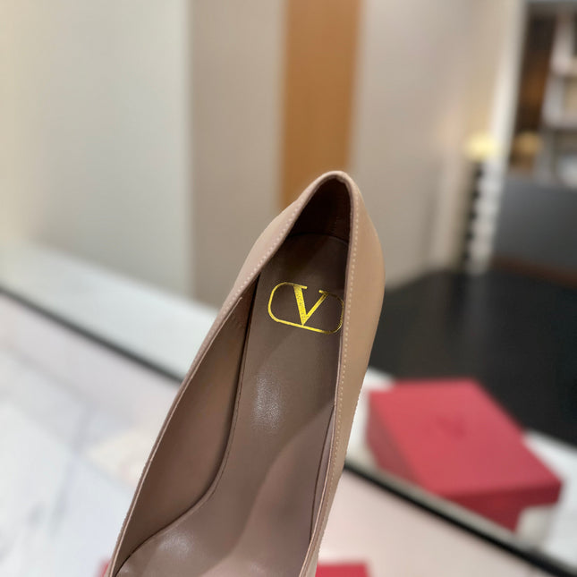 VALENTINO 26S HIGH HEELS 75 MM IN BEIGE SMOOTH CALFSKIN
