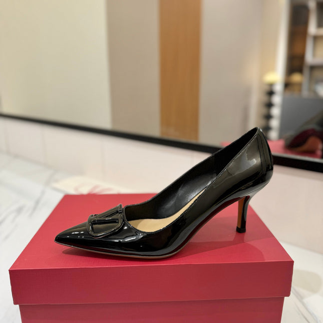 VALENTINO 26S HIGH HEELS 75 MM IN BLACK PATENT CALFSKIN