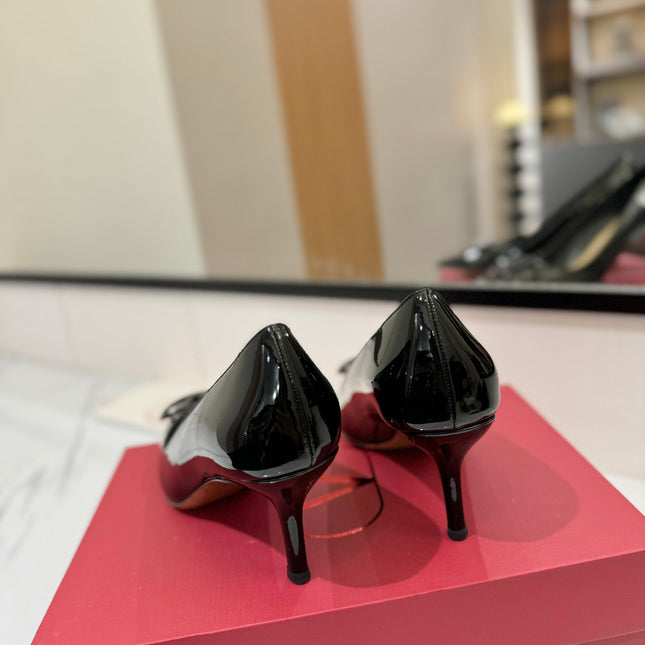VALENTINO 26S HIGH HEELS 75 MM IN BLACK PATENT CALFSKIN