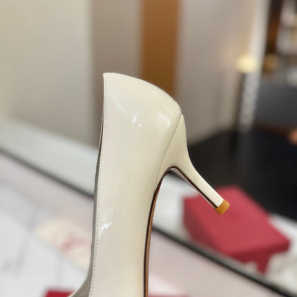VALENTINO 26S HIGH HEELS 75 MM IN CREAM WHITE PATENT CALFSKIN