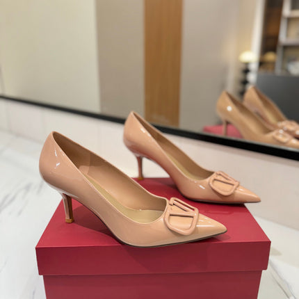 VALENTINO 26S HIGH HEELS 75 MM IN NUDE PATENT CALFSKIN