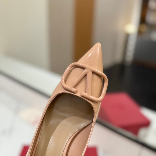 VALENTINO 26S HIGH HEELS 75 MM IN NUDE PATENT CALFSKIN