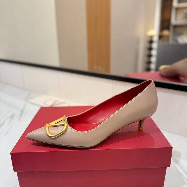VALENTINO 26S HIGH HEELS 45 MM IN BEIGE SMOOTH CALFSKIN WITH GOLD HARDWARE