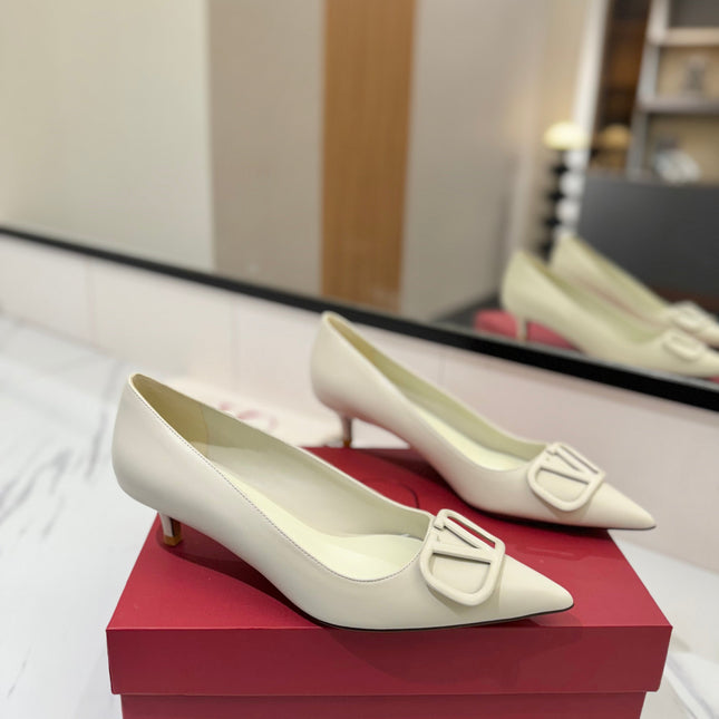 VALENTINO 26S HIGH HEELS 45 MM IN CREAM WHITE SMOOTH CALFSKIN