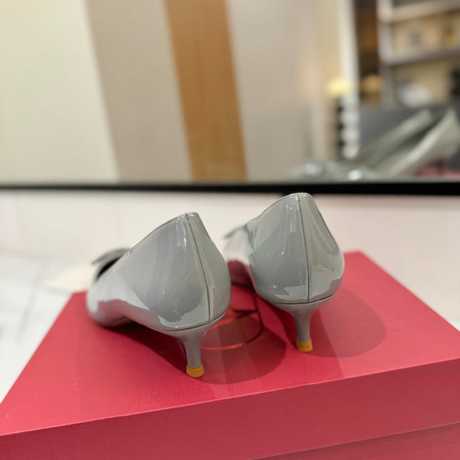 VALENTINO 26S HIGH HEELS 45 MM IN GREY PATENT CALFSKIN