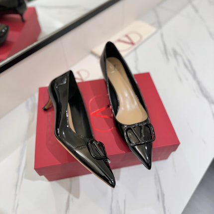 VALENTINO 26S HIGH HEELS 45 MM IN BLACK PATENT CALFSKIN