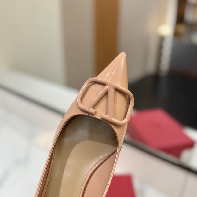 VALENTINO 26S HIGH HEELS 45 MM IN NUDE PATENT CALFSKIN