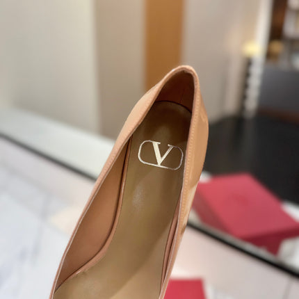 VALENTINO 26S HIGH HEELS 45 MM IN NUDE PATENT CALFSKIN