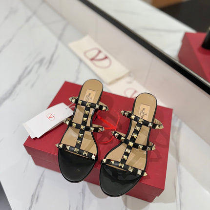 VALENTINO 26S HEELED SANDALS 60 MM IN BLACK CALFSKIN WITH GOLD STUDS