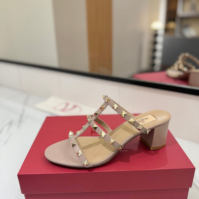 VALENTINO 26S HEELED SANDALS 60 MM IN NUDE CALFSKIN WITH GOLD STUDS