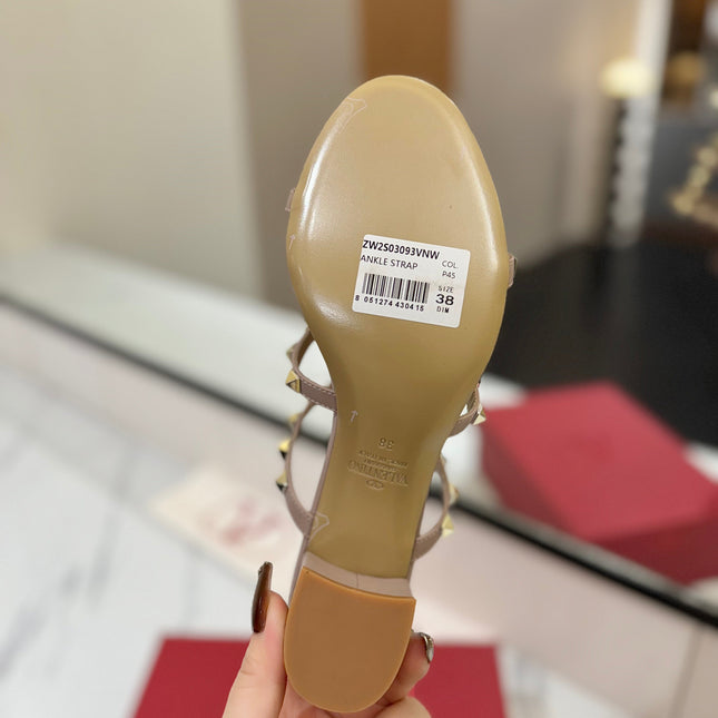 VALENTINO 26S HEELED SANDALS 60 MM IN NUDE CALFSKIN WITH GOLD STUDS