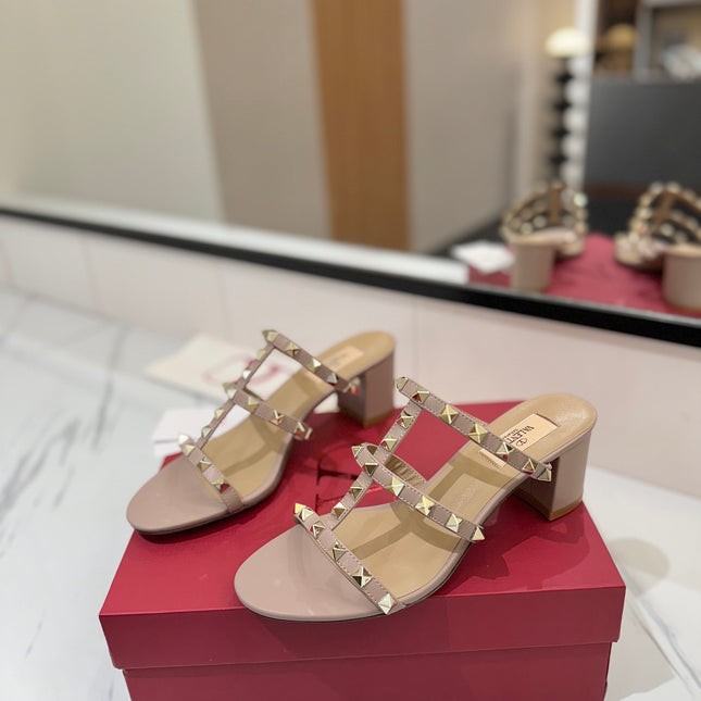 VALENTINO 26S HEELED SANDALS 60 MM IN NUDE CALFSKIN WITH GOLD STUDS