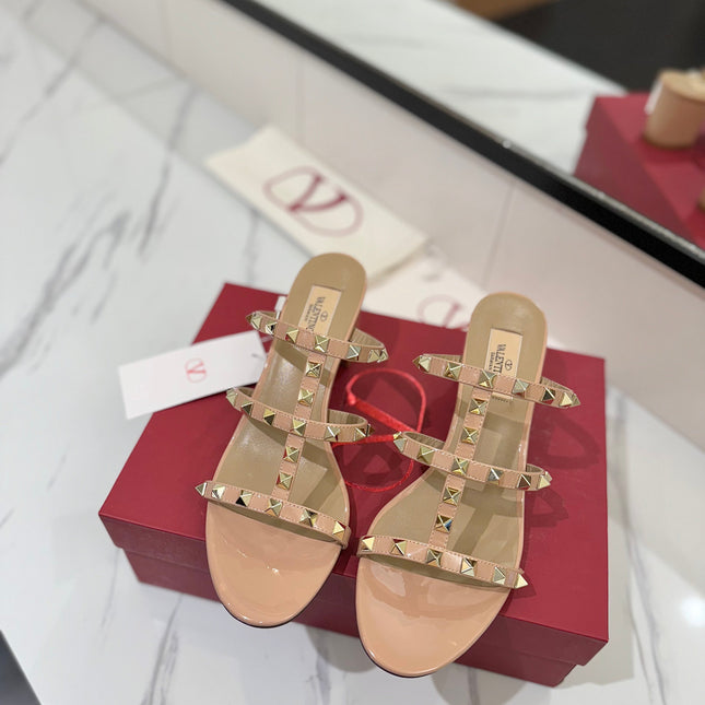 VALENTINO 26S HEELED SANDALS 60 MM IN BEIGE PINK CALFSKIN WITH GOLD STUDS