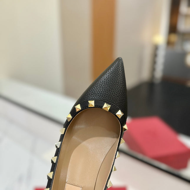 VALENTINO 26S STUDDED HIGH HEELS 90 MM IN BLACK CALFSKIN