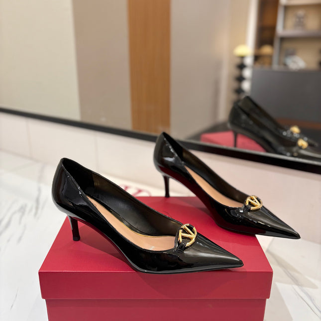VALENTINO 26S POINTED-TOE PUMPS 65 MM IN BLACK PATENT CALFSKIN