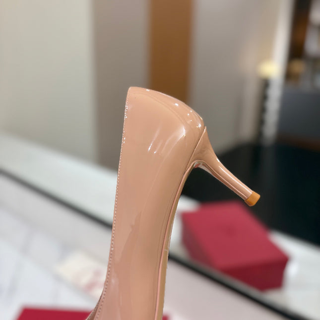 VALENTINO 26S POINTED-TOE PUMPS 65 MM IN NUDE PATENT CALFSKIN
