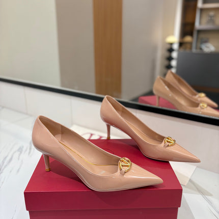 VALENTINO 26S POINTED-TOE PUMPS 65 MM IN NUDE PATENT CALFSKIN