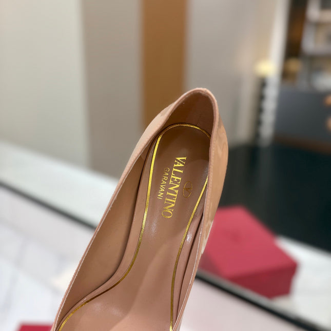 VALENTINO 26S POINTED-TOE PUMPS 65 MM IN NUDE PATENT CALFSKIN