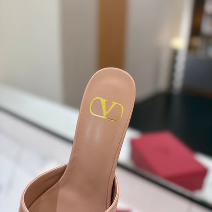 VALENTINO 26S HIGH-HEEL SANDALS 60 MM IN NUDE PINK CALFSKIN WITH GOLD HARDWARE