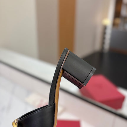 VALENTINO 26S HIGH-HEEL SANDALS 60 MM IN BLACK CALFSKIN WITH GOLD HARDWARE