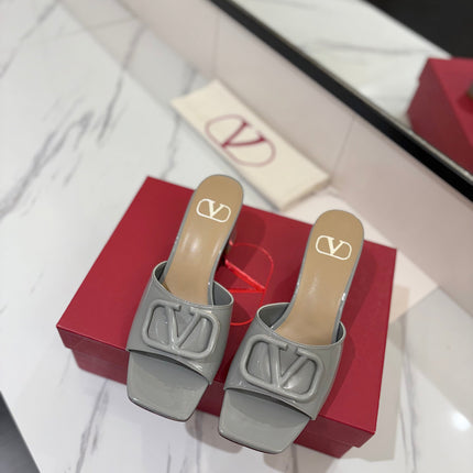 VALENTINO 26S HIGH-HEEL SANDALS 60 MM IN GREY PATENT CALFSKIN