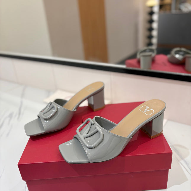 VALENTINO 26S HIGH-HEEL SANDALS 60 MM IN GREY PATENT CALFSKIN