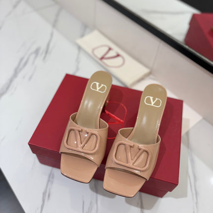 VALENTINO 26S HIGH-HEEL SANDALS 60 MM IN NUDE PINK PATENT CALFSKIN