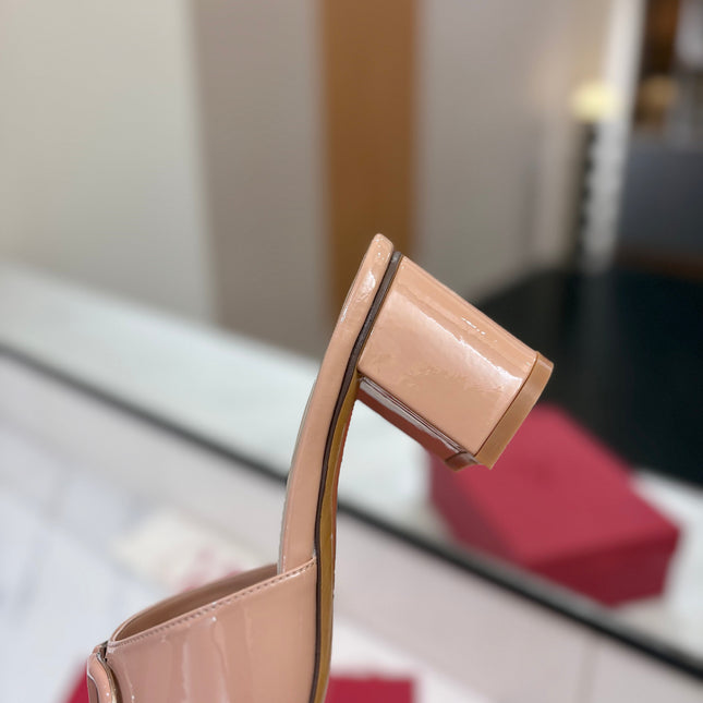 VALENTINO 26S HIGH-HEEL SANDALS 60 MM IN NUDE PINK PATENT CALFSKIN