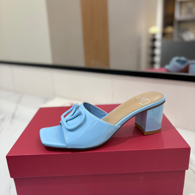 VALENTINO 26S HIGH-HEEL SANDALS 60 MM IN SKY BLUE PATENT CALFSKIN