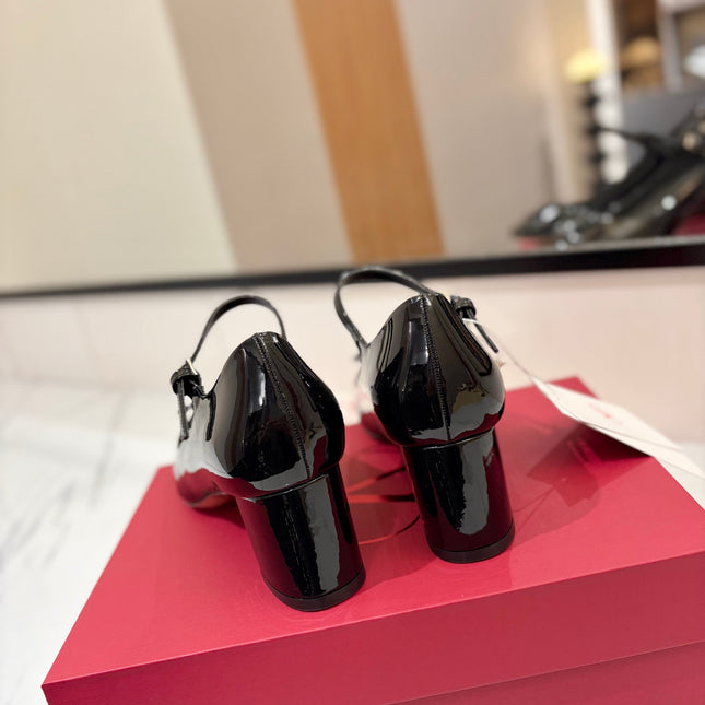 VALENTINO 26S MARY JANE HEELS 60 MM IN BLACK PATENT CALFSKIN