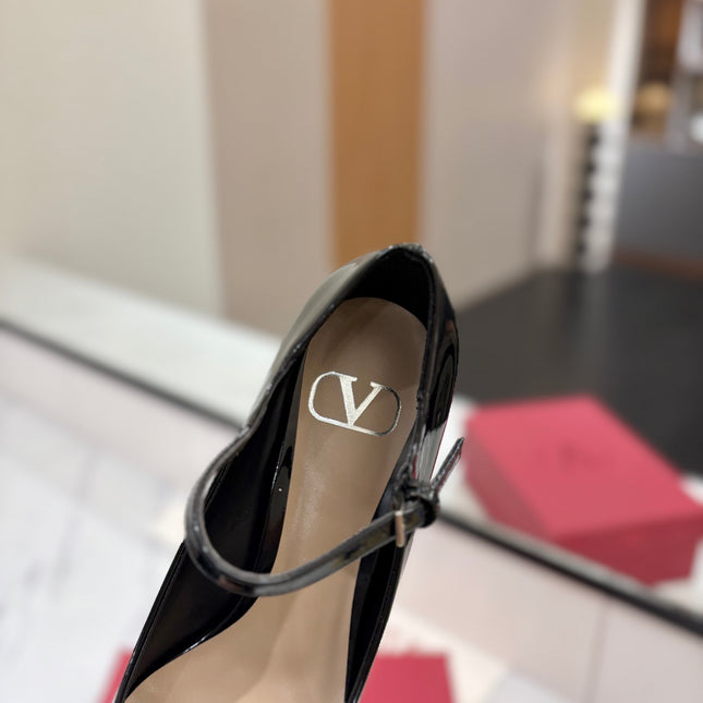 VALENTINO 26S MARY JANE HEELS 60 MM IN BLACK PATENT CALFSKIN