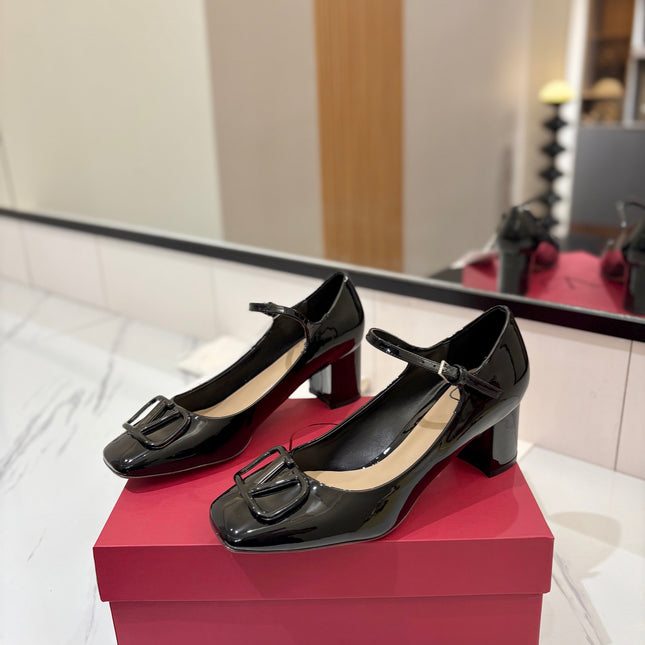 VALENTINO 26S MARY JANE HEELS 60 MM IN BLACK PATENT CALFSKIN