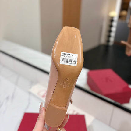 VALENTINO 26S MARY JANE HEELS 60 MM IN NUDE PATENT CALFSKIN