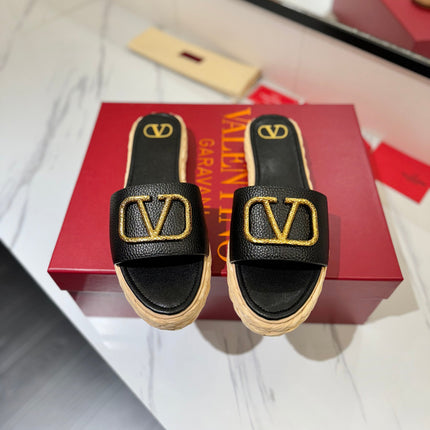 VLTN ESPADRILLE SLIDES 25S IN BLACK LAMBSKIN STYLE 5