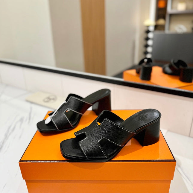 HM 26S HELIA SANDAL 70MM IN BLACK EPSOM CALFSKIN