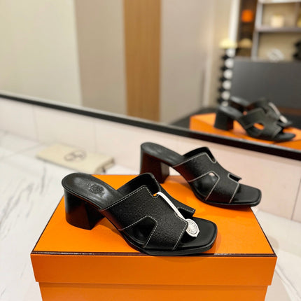 HM 26S HELIA SANDAL 70MM IN BLACK EPSOM CALFSKIN