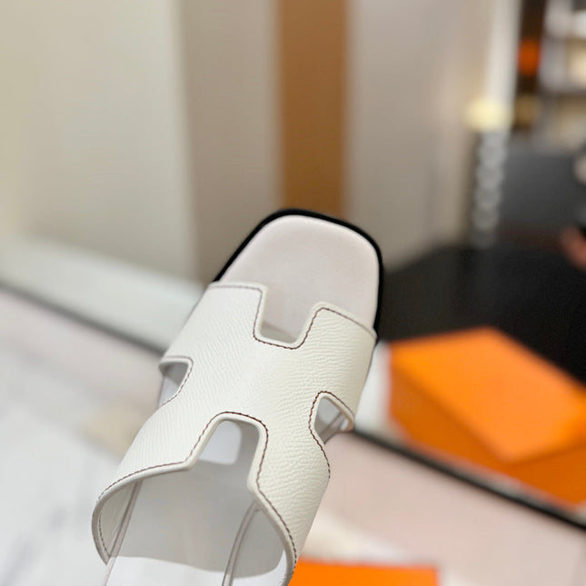 HM 26S HELIA SANDAL 70MM IN WHITE EPSOM CALFSKIN