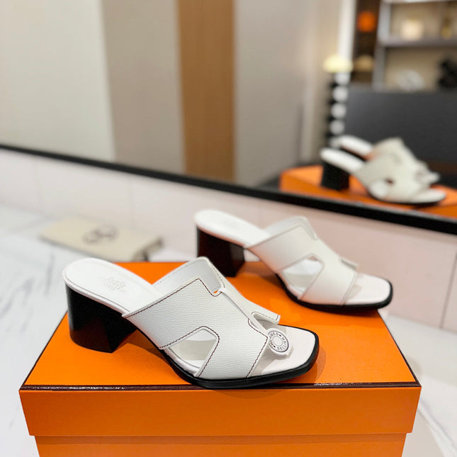 HM 26S HELIA SANDAL 70MM IN WHITE EPSOM CALFSKIN
