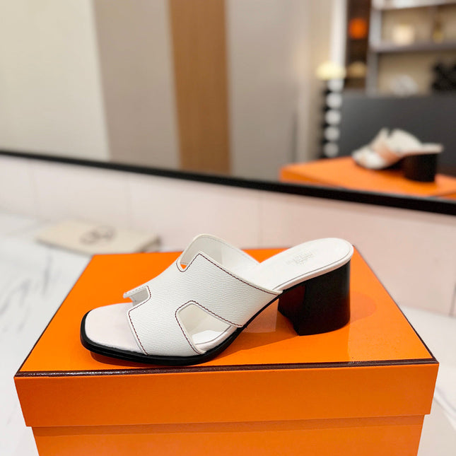 HM 26S HELIA SANDAL 70MM IN WHITE EPSOM CALFSKIN