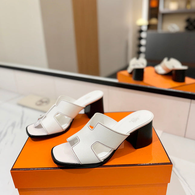 HM 26S HELIA SANDAL 70MM IN WHITE EPSOM CALFSKIN