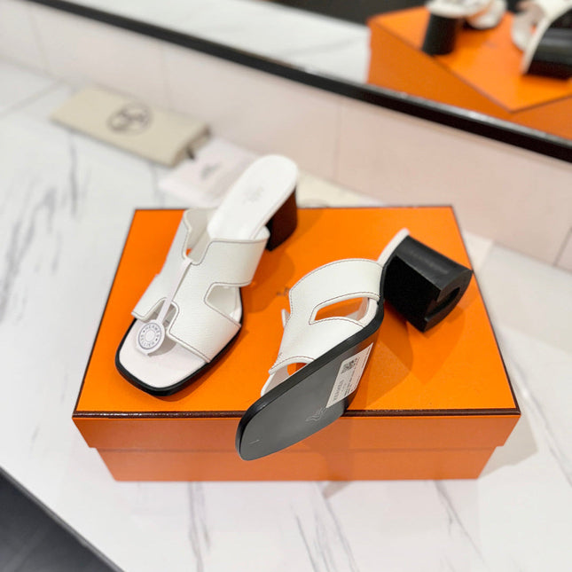 HM 26S HELIA SANDAL 70MM IN WHITE EPSOM CALFSKIN